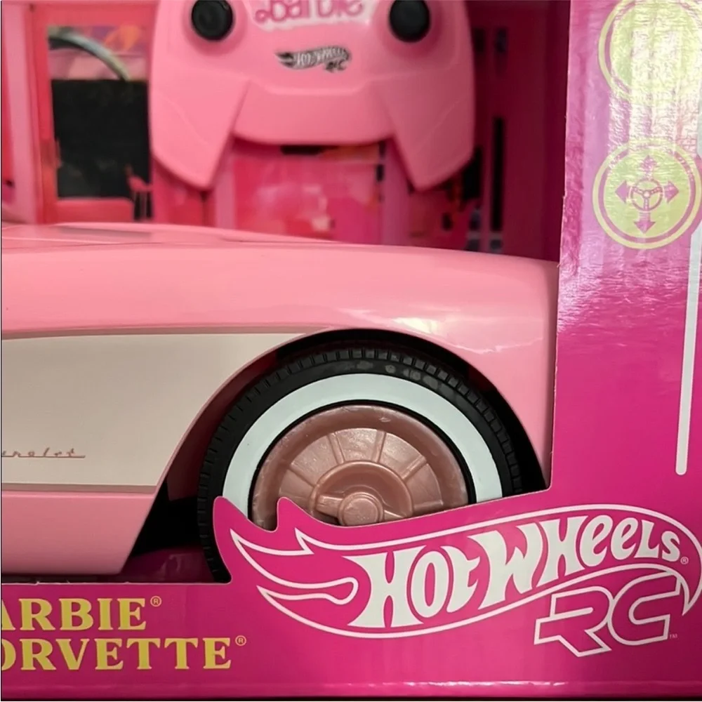 NWR Barbie Pink and White Convertible Corvette with Pink Remote